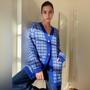 Aritzia Babaton Lacer Cardigan Cornflower/Dark Glimmer